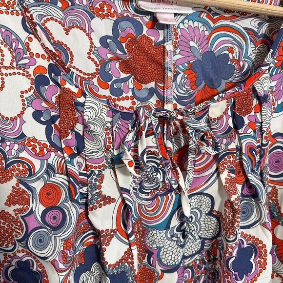 Liberty of London Target Tunic Blouse Womens XL Pink Retro Floral Arsty Boho - Picture 5 of 8